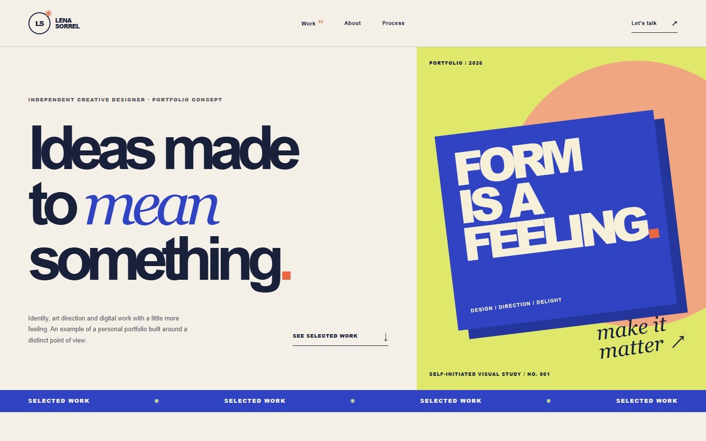 Screenshot of website example: Personal portfolio
