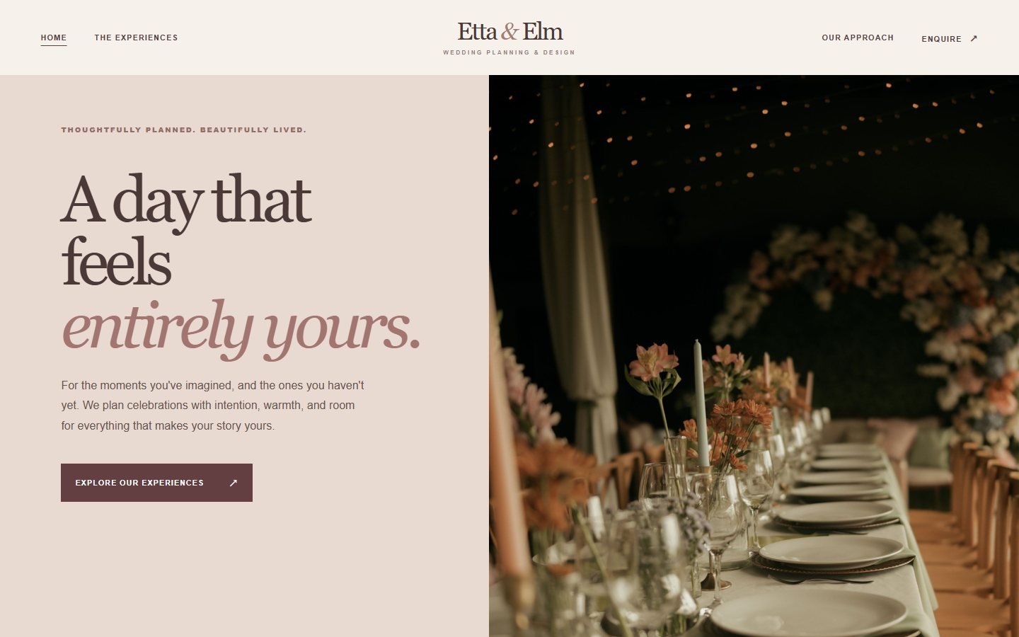 Screenshot of website example: Wedding planning