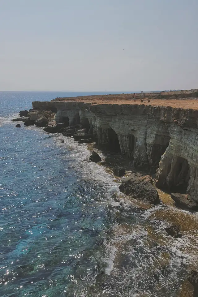 Limestone cliffs and sea caves along the Cyprus coast